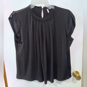 Women’s Black Blouse with Capped Sleeves - Elle - Size XL